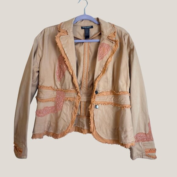 Women's Boho Chic Embroidered Blazer Jacket – Vintage Inspired Size 12 - Picture 1 of 7